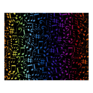 Dancing Colourful Music Notes Musician Music Lover Poster