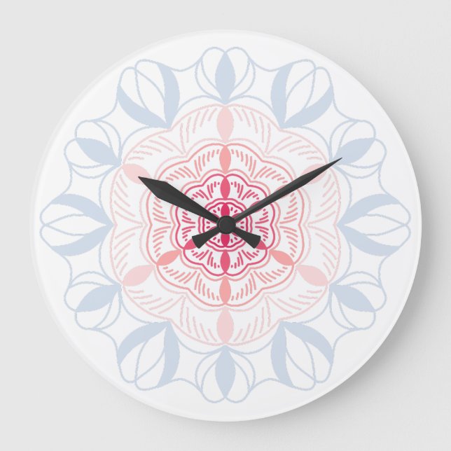 Dancing Colours Abstract Flower  Large Clock (Front)