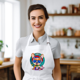 Dancing Corgi Kawaii Cute Long Apron