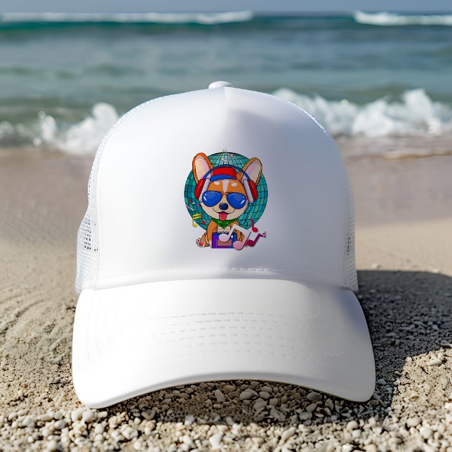 Dancing Corgi Kawaii Cute Trucker Hat (Dancing Corgi Trucker Hat)