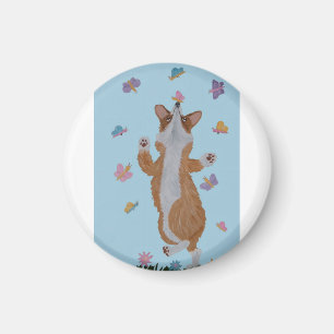 Dancing Corgi with Butterflies Magnet