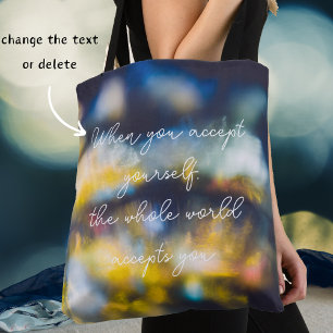 Dancing cosmic lights tote bag