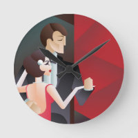 Dancing couple Art Deco geometric style poster