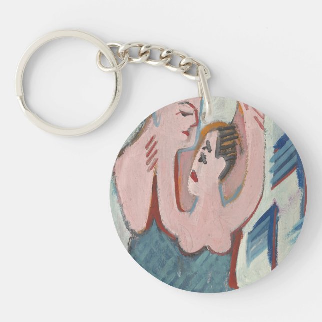 Dancing Couple Romantic Customisable Round Acrylic Key Ring (Front)