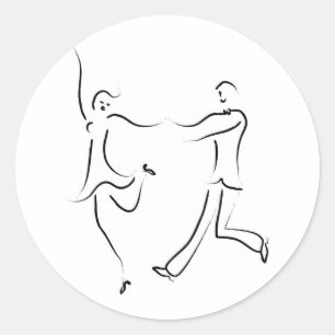 Dancing Couple Sketch Classic Round Sticker