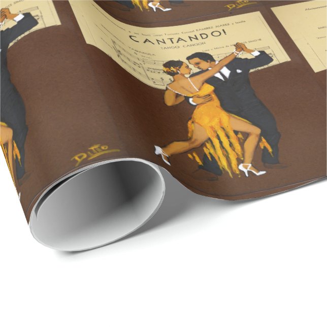 Dancing Couple Tango Dancing Wrapping Paper (Roll Corner)