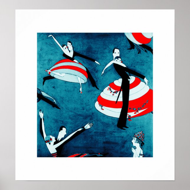 Dancing Couples Art Deco Poster (Front)