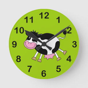 dancing cow round clock