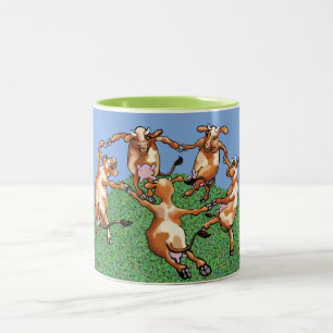 Dancing cows by Mootisse Two-Tone Coffee Mug