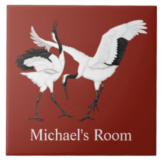 Dancing Cranes Ceramic Tile