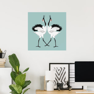 Dancing crested cranes  poster
