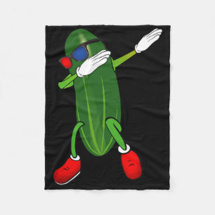 Dancing Cucumber Pickle Lover Cute Funny Fleece Blanket