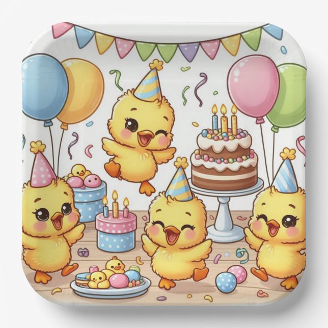 Dancing Cute Ducklings Party Plate (Front)