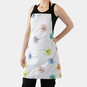 Dancing Dandelions Watercolor Floral Pattern Apron