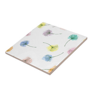 Dancing Dandelions   Watercolor Floral Pattern Ceramic Tile