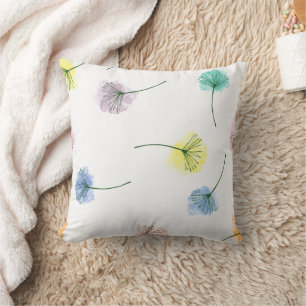 Dancing Dandelions   Watercolor Floral Pattern Cushion