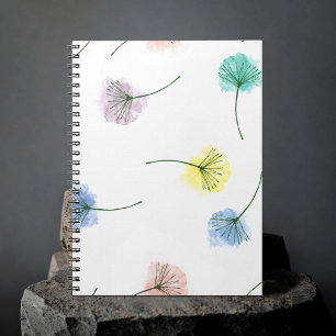 Dancing Dandelions Watercolor Floral Pattern Notebook