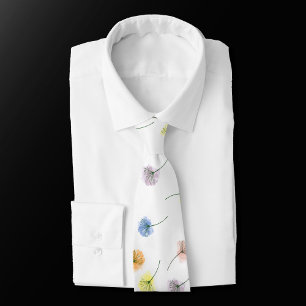 Dancing Dandelions   Watercolor Floral Pattern Tie