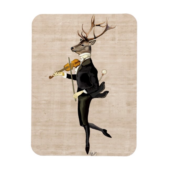 Dancing Deer with Violin 2 Magnet (Vertical)
