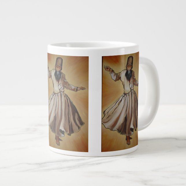 Dancing Dervish Ottoman Dynasty Art Large Coffee Mug (Front Right)