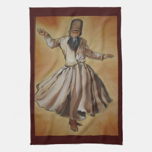 Dancing Dervish Ottoman Dynasty Art Tea Towel
