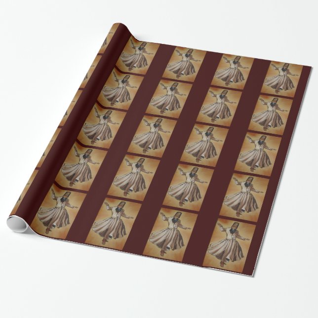 Dancing Dervish Ottoman Dynasty Art Wrapping Paper (Unrolled)