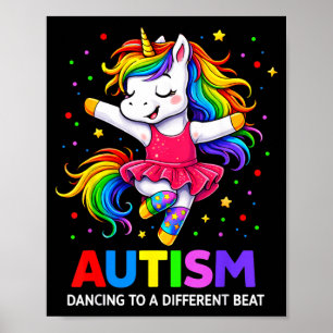 Dancing Different Beat Unicorn Autism Awareness Poster