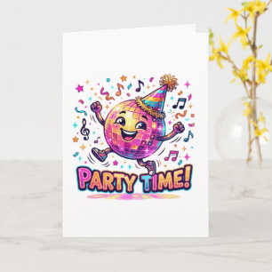 Dancing Disco Ball Birthday Party Time Cute Funny Card