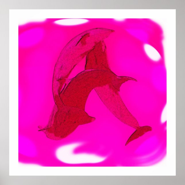 Dancing dolphins at sunset poster (Front)