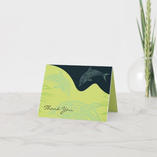 DANCING DOLPHINS Folded Thank You Card (Front)