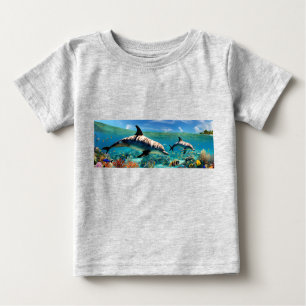 Dancing Dolphins in a Coral Paradise Baby T-Shirt