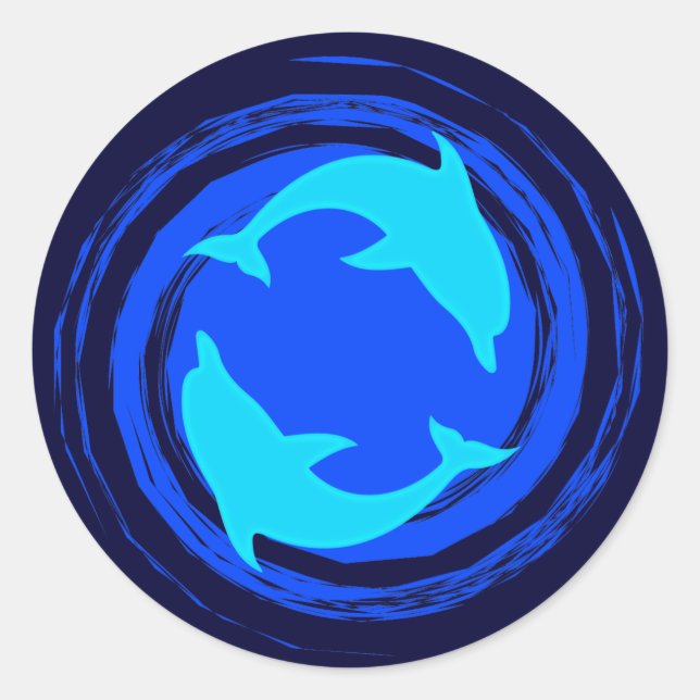 Dancing Dolphins Spiral Classic Round Sticker (Front)