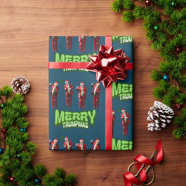 Dancing Donald Trump MAGA Christmas Wrapping Paper (Holiday Gift)