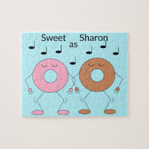 Dancing Donuts Light Blue Jigsaw Puzzle