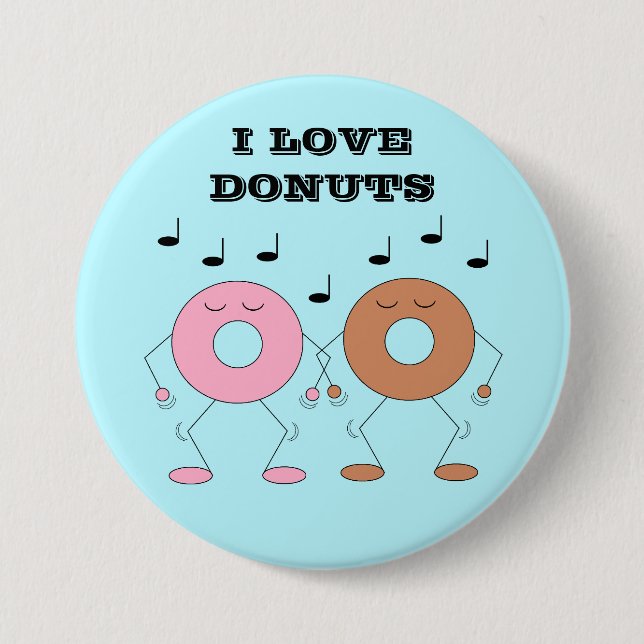 Dancing Doughnuts Blue 7.5 Cm Round Badge (Front)