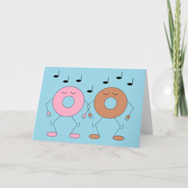 Dancing Doughnuts Light Blue: Blank Card (Front)