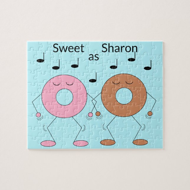 Dancing Doughnuts Light Blue Jigsaw Puzzle (Horizontal)