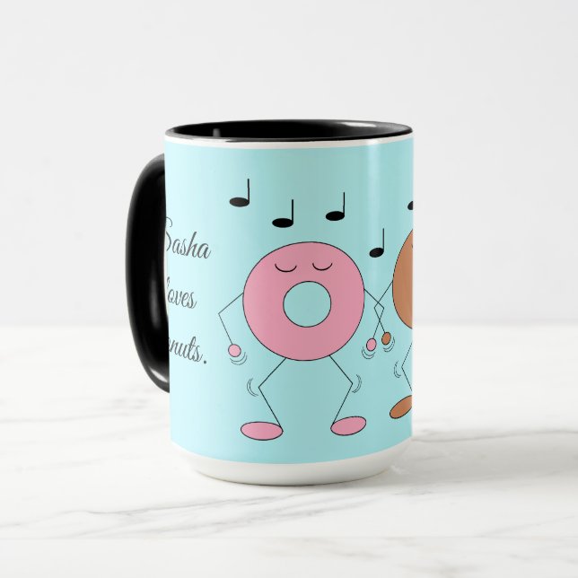 Dancing Doughnuts Light Blue Mug (Front Left)