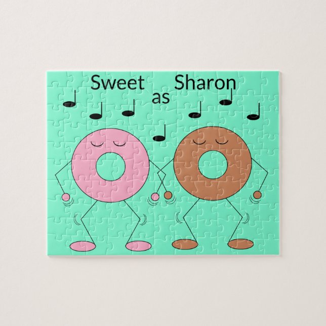 Dancing Doughnuts Mint Green Jigsaw Puzzle (Horizontal)