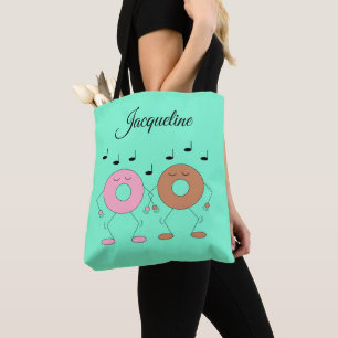 Dancing Doughnuts Mint Green Tote Bag