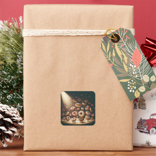 Dancing Doughnuts Surreal Bakery Square Sticker