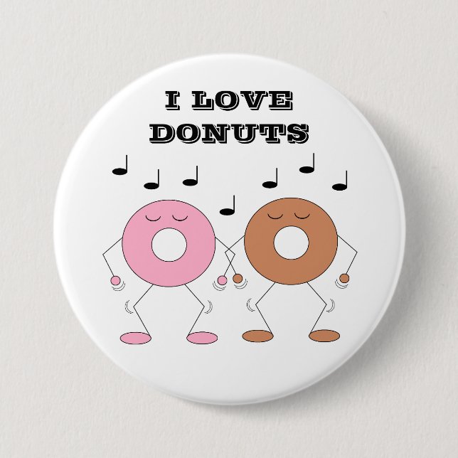 Dancing Doughnuts White 7.5 Cm Round Badge (Front)