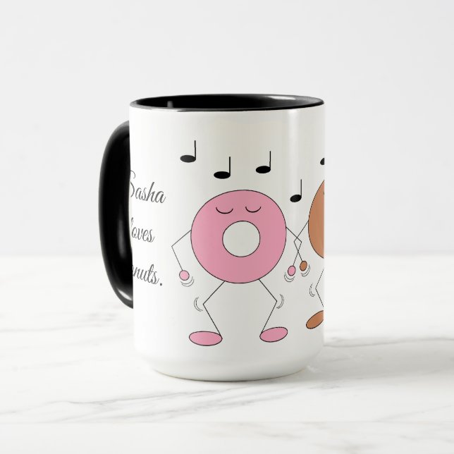 Dancing Doughnuts White Mug (Front Left)