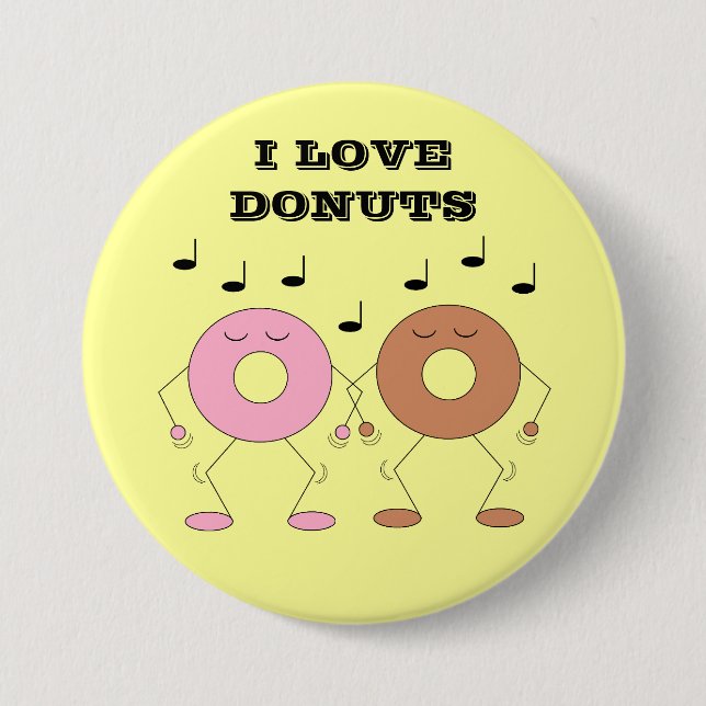 Dancing Doughnuts Yellow 7.5 Cm Round Badge (Front)