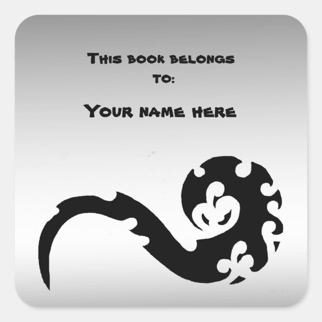 Dancing Dragon Bookplates Square Sticker (Front)