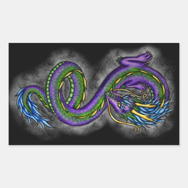 Dancing Dragon Rectangular Sticker (Front)