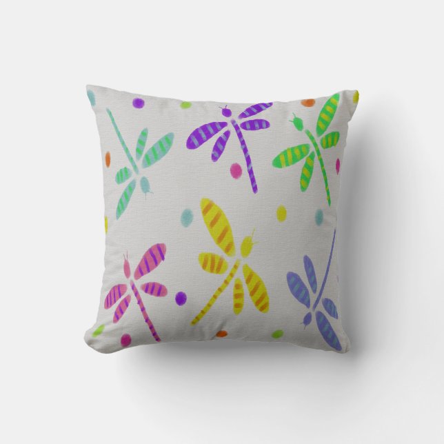 Dancing Dragonflies Abstract Art Cushion (Front)