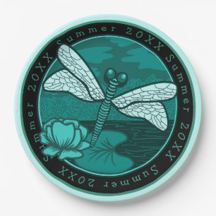 Dancing Dragonfly Lake Life Paper Plate