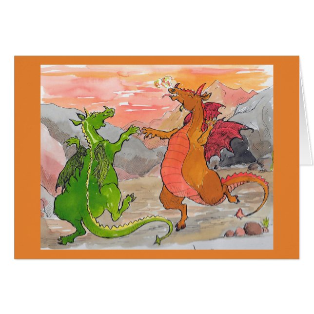 Dancing dragons Birthday card (Front Horizontal)