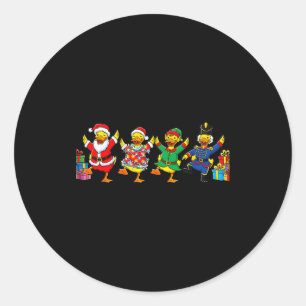 Dancing Ducks Christmas Cute Holiday Party Apparel Classic Round Sticker
